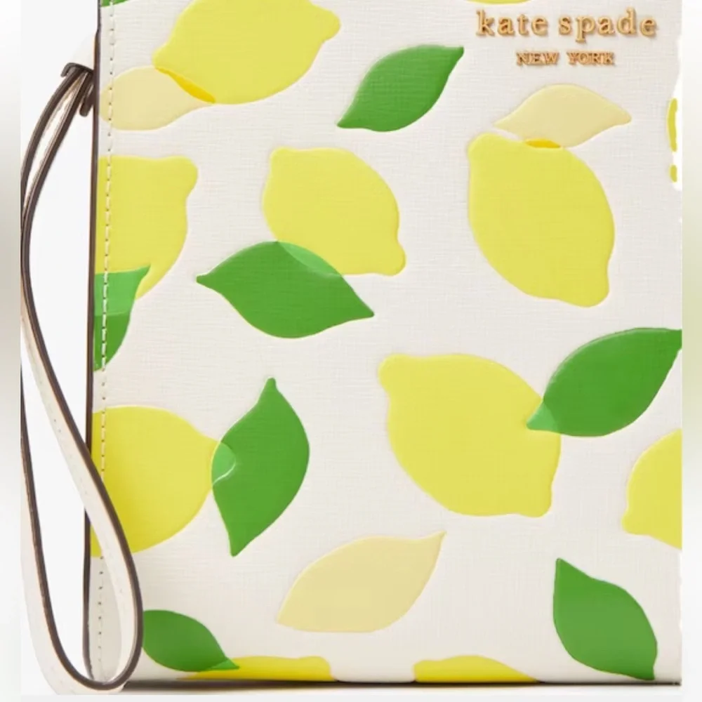 kate spade Lemon Print Wristlet Clutch - Yellow/Green